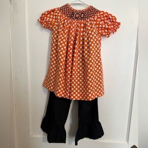 Boo smocked outfit by Lolly Willy Doodle size 8